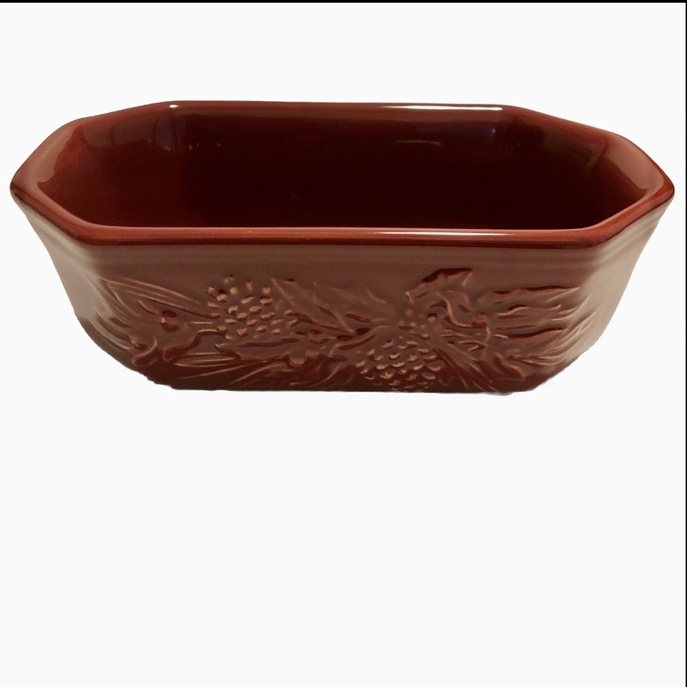 Longaberger Nature's Garland Embossed pottery stoneware Side Dish - Paprika - Picture 7 of 10